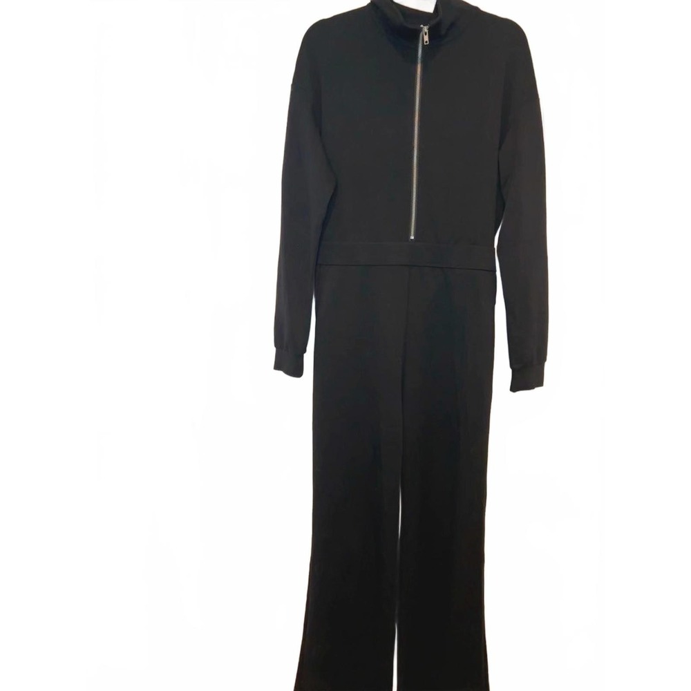 Halara sz L black stretch long sleeve pant jumpsuit activewear #1735 new tags